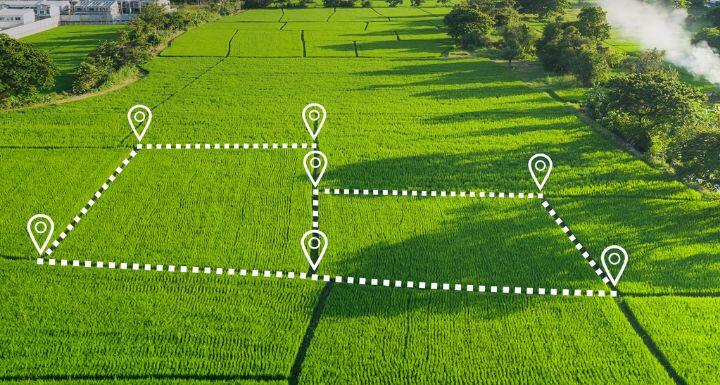 2 Land plots in aerial view for development