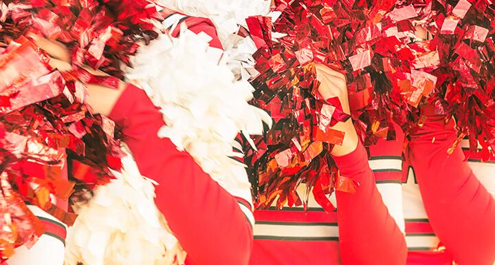 Closeup of cheerleader pompoms