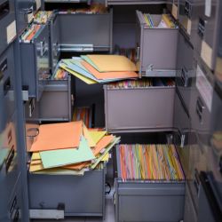 File cabinet with color files