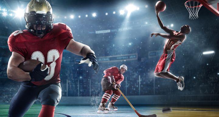 Football, hockey, and basketball players