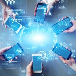 Mobile phones in circle