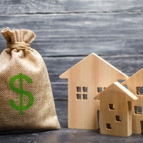 Money bag with houses