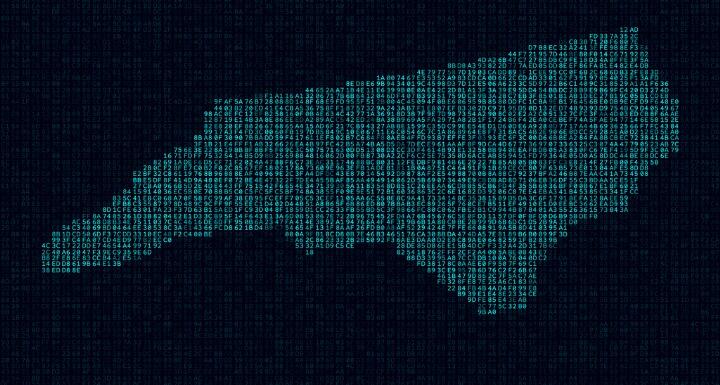 Binary map of the state of North Carolina