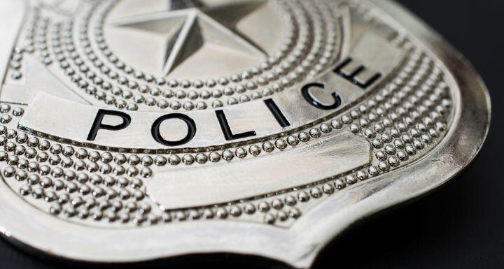 close up on a police badge