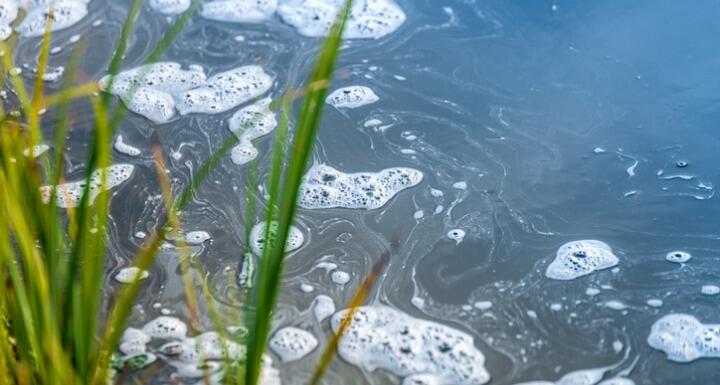 Water pollution in river